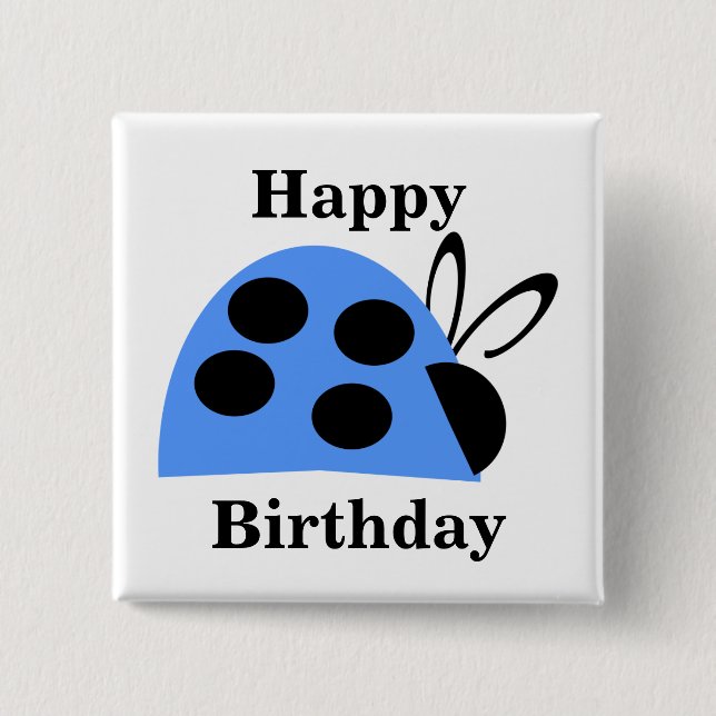 Cute Blue Ladybug Birthday Knapp (Framsida)