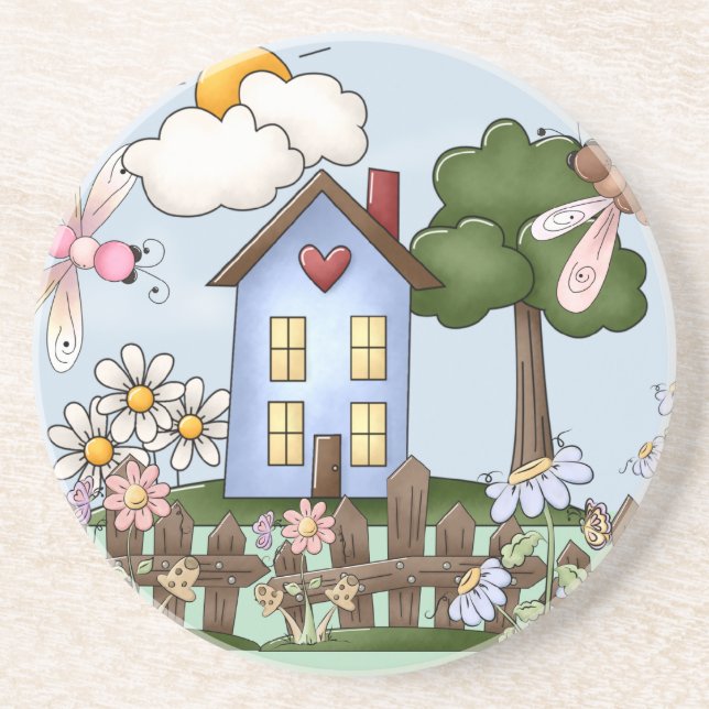 Cute Blue Land House i Sunshine Underlägg (Framsidan)