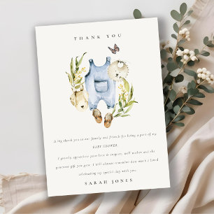 Cute Blue Leafy Foliage Boy Clothes Baby Shower Tack Kort