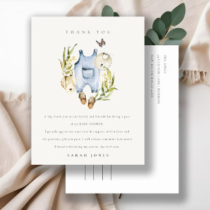 Cute Blue Leafy Foliage Boy Clothes Baby Shower Vykort