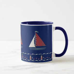 Cute Blue Leksak-segelbåt Mugg