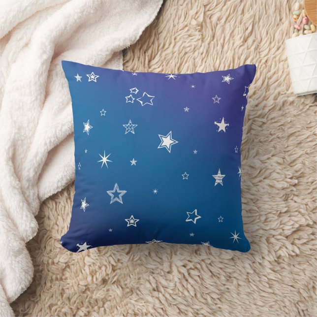 Cute Blue & Lila gradient Star natt Kudde (Filt)