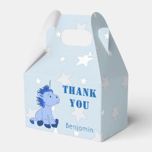 Cute Blue Litle Unicorn and Stars Födelsedagsfest Presentaskar
