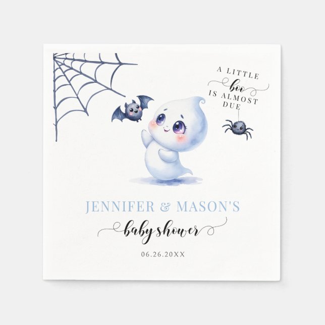 Cute Blue Little Boo är snart Pojke Shower Pappersservett (Framsidan)