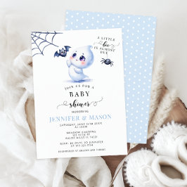 Cute Blue Little Boo Baby Ghost Boy Shower Inbjudningar