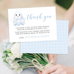 Cute Blue Little Boo Baby Shower Tack för kortet OSA Kort