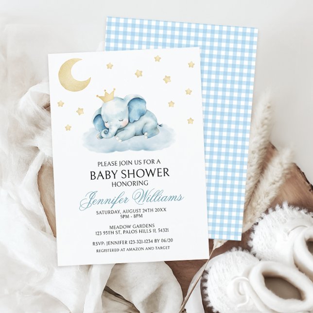 Cute Blue Little Elephant Pojke Shower Inbjudningar (Skapare uppladdad)