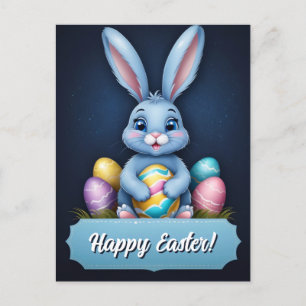Cute Blue Little Påsk Rabbit Glad påsk Helg Vykort