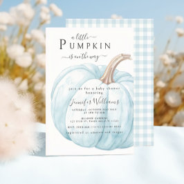 Cute Blue Little Pumpkin Pojke Shower Inbjudningar