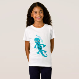 Cute Blue Lizard Gecko Kids Namn T-Shirt