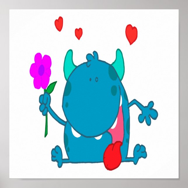 cute blue love monster poster (Framsidan)