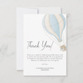 Cute Blue Luftballong Boy Baby Shower Tack Kort
