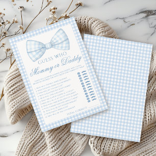 Cute blue mamma eller pappa bow tie Baby dusch-mat Inbjudningar