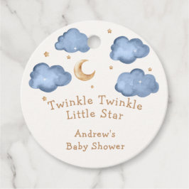 Cute Blue Måne Stars Twinkle Twinkle Baby Shower Gåvor Etiketter