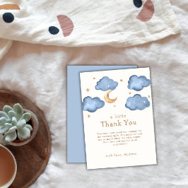 Cute Blue Måne Stars Twinkle Twinkle Baby Shower Tack Kort
