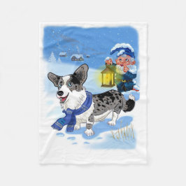 Cute blue merle i snö fleecefilt