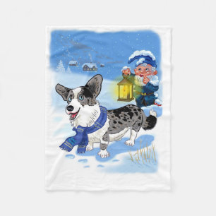 Cute blue merle i snö fleecefilt