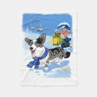 Cute blue merle i snö fleecefilt