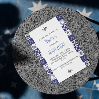 Cute Blue Mexican Baptism Bautizo-inbjudan Inbjudningar