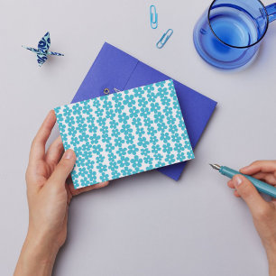 Cute Blue Minimalist Daisy Mönster Blommigt Vykort