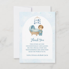 Cute Blue Mobile Crib baby babyskor för Tack Kort