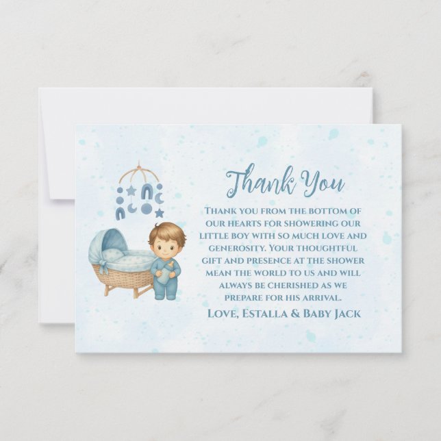 Cute Blue Mobile Crib baby Cot Baby Shower Tack Kort (Framsida)