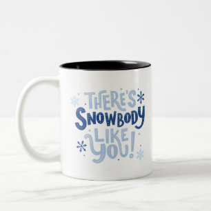 Cute Blue Monochrome Snowflake Motivational Två-Tonad Mugg