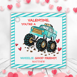 Cute Blue Monster Lastbil School Valentine Gåvor Etiketter