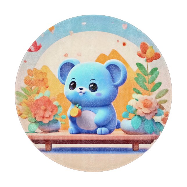 Cute Blue Mouse med blommor (Framsidan)