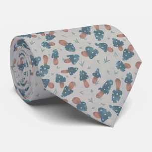 Cute Blue Mushroom Fungi Mönster Neck Tie Slips