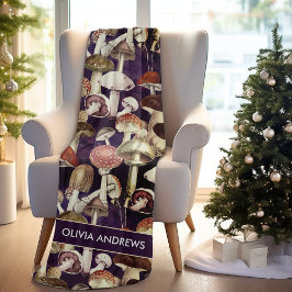 Cute Blue mushroom-svampträdgård mönster Fleecefilt