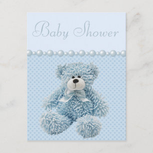 Cute Blue Nalle Pojke Shower Inbjudningar