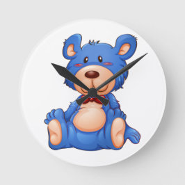 Cute Blue-Nalle Rund Klocka