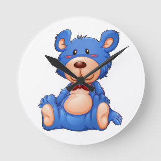 Cute Blue-Nalle Rund Klocka