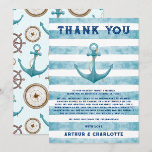 Cute Blue Nautical Sailor Watercolor Baby Shower Tack Kort