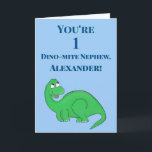 Cute Blue Nephew Son Boy 1st Birthday Dinosaur Kort<br><div class="desc">Anpassa det här första födelsekortet till din brorson,  son eller älskade lilla pojke!  Perfekt för Moster och Uncles,  Mammor och Pappa,  eller någon som tittar för perfekten vill önska sin speciella pojke en mycket lycklig första födelsedag!</div>