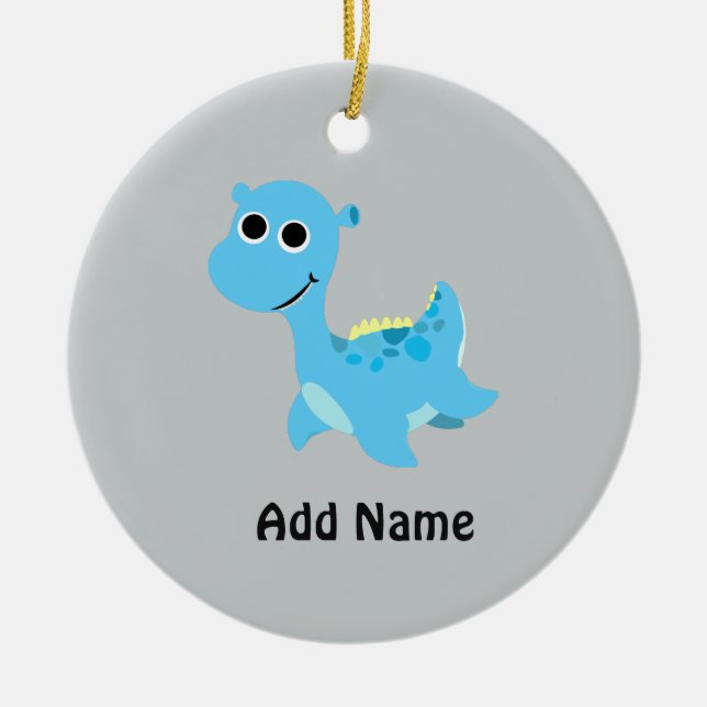 Cute Blue Nessie Julgransprydnad Keramik (Framsidan)