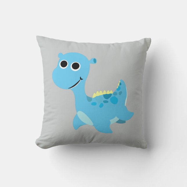 Cute Blue Nessie Kudde (Framsida)