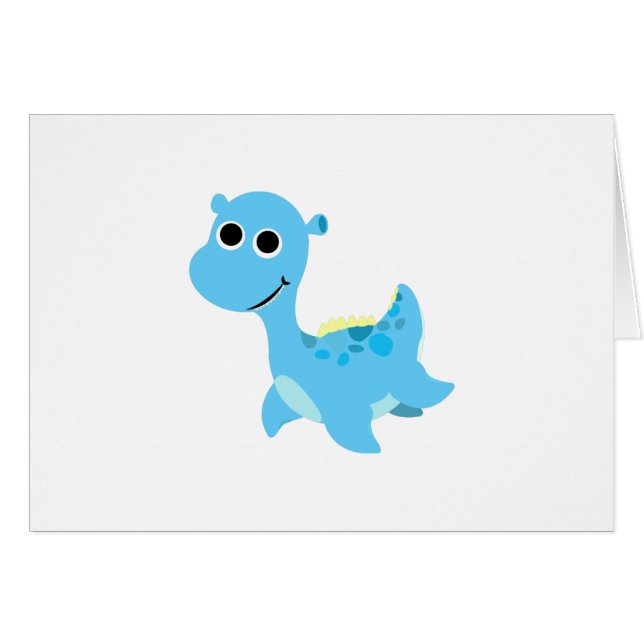 Cute Blue Nessie OBS Kort (Framsidan Horizontal)