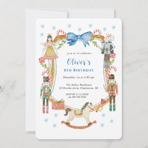 Cute Blue Nutcracker, julafton Inbjudningar