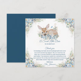 Cute Blue- och Beige Blommigt Hjort Baby Shower Tack Kort