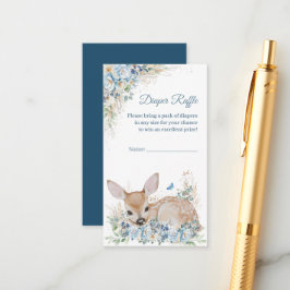 Cute Blue- och Beige Blommigt Hjort Baby Shower Tilläggskort