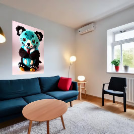 Cute blue och brunkospolare leksak | AI Art Poster