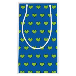 Cute Blue och Grönt Hearts Mönster Small Gift Bag