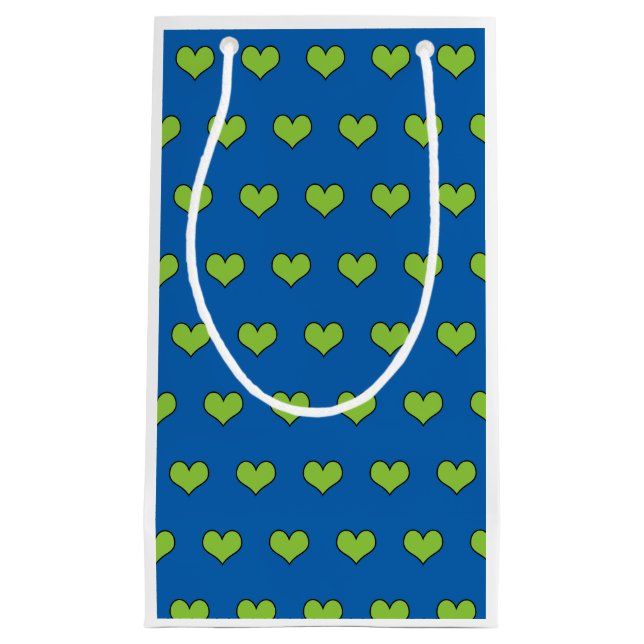 Cute Blue och Grönt Hearts Mönster Small Gift Bag (Framsidan)
