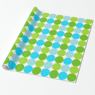 Cute Blue och Grönt Polka Dot Mönster Presentpapper