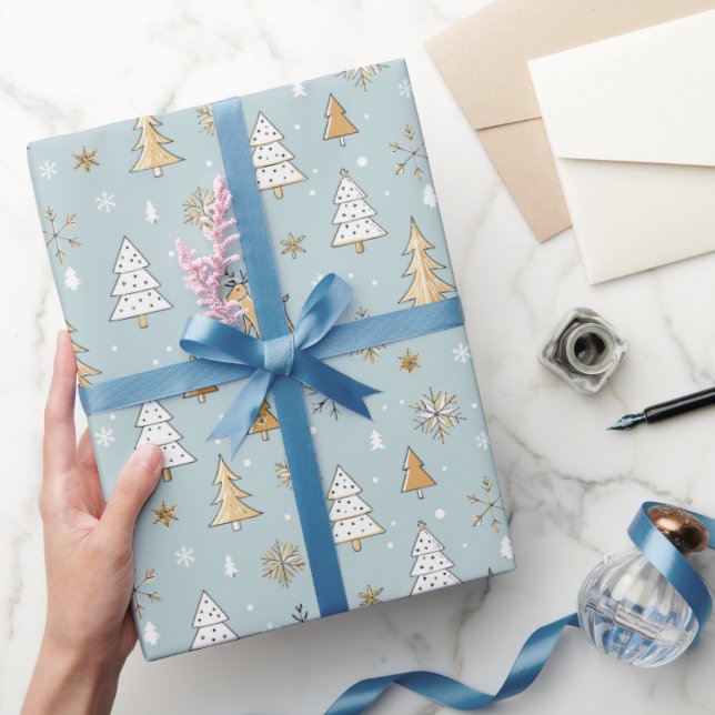 Cute Blue- och Guld-jul Presentpapper (Gifting)