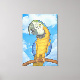 Cute Blue och Guld Macaw Parrot Canvastryck