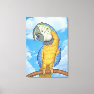 Cute Blue och Guld Macaw Parrot Canvastryck