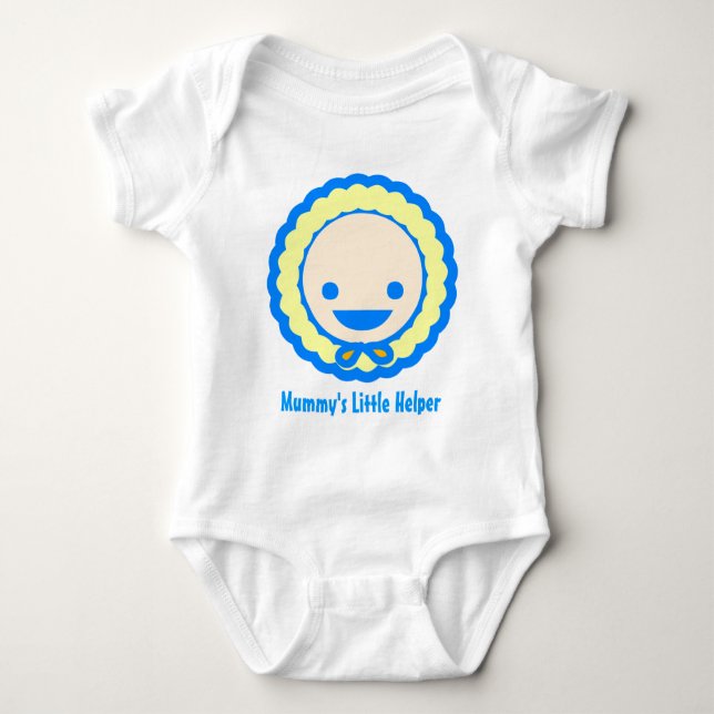 Cute blue och gult baby i en bonnet-T-skjorta T Shirt (Framsida)
